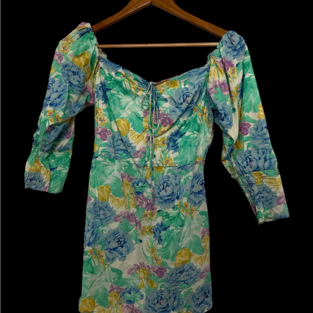 Zara XS Floral Off-Shoulder Dress
